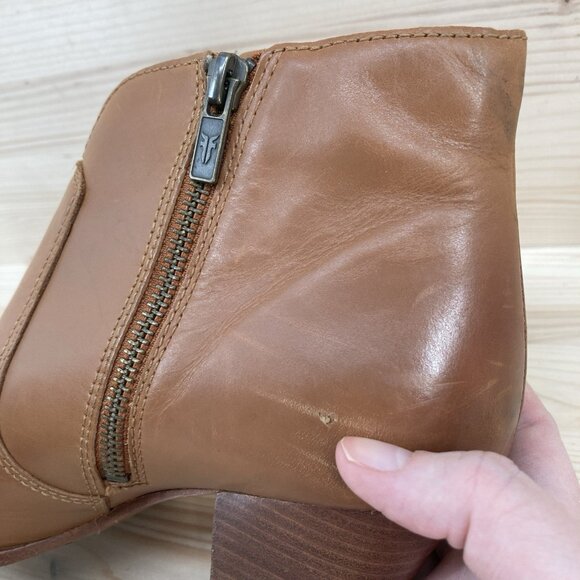 Frye Jennifer Ankle Booties Women Sz 7 Brown Leather Pointed Toe Western Boho - Picture 11 of 13